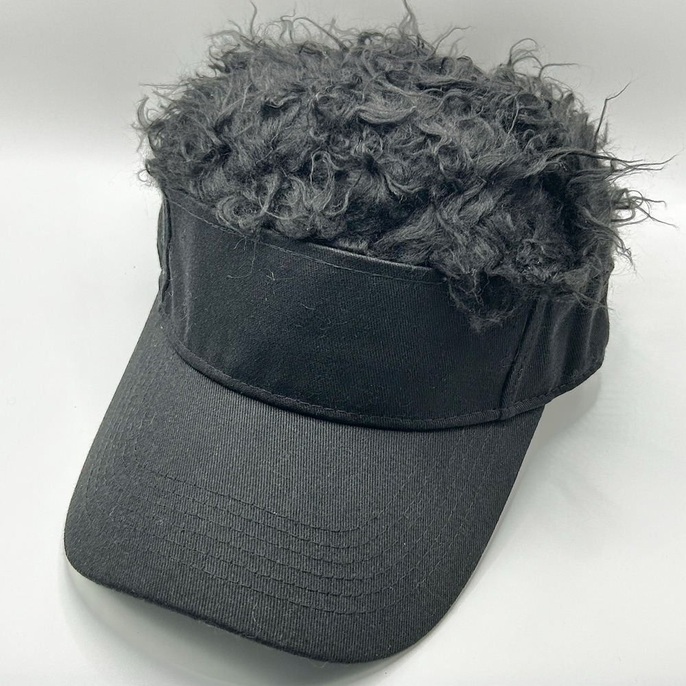 Hair Wig Costume Visor Hat Cap Adjustable Strapback Black Halloween Casual